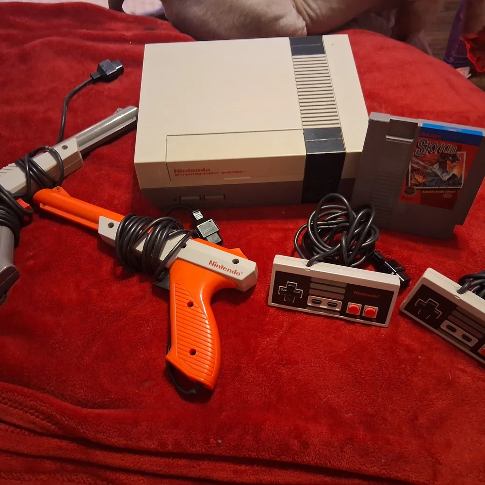 Nintendo Console Set with Controllers and Zapper - Gray and Orange